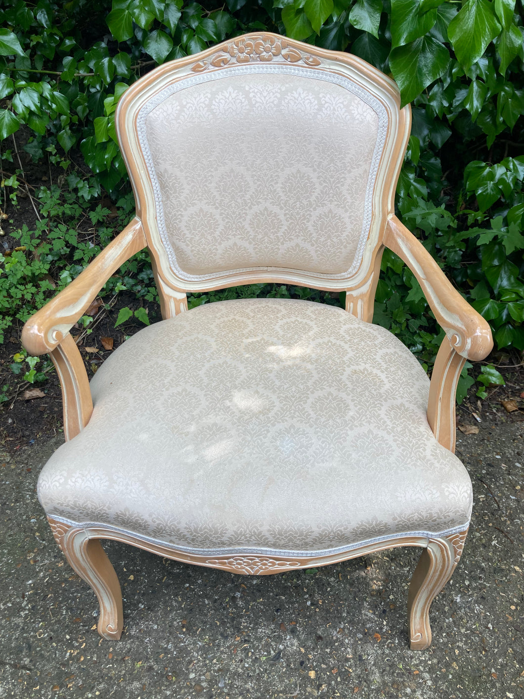French Style Cream Upholstered Armchair