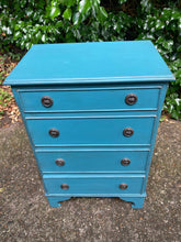 Load image into Gallery viewer, Turquoise Blue Painted Small Chest Of Four Drawers
