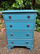 Load image into Gallery viewer, Turquoise Blue Painted Small Chest Of Four Drawers
