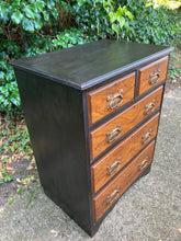 Load image into Gallery viewer, Vintage Partly Black Painted Walnut Chest Of Drawers
