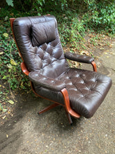 Load image into Gallery viewer, Danish Leather Swivel Armchair
