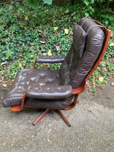 Load image into Gallery viewer, Danish Leather Swivel Armchair
