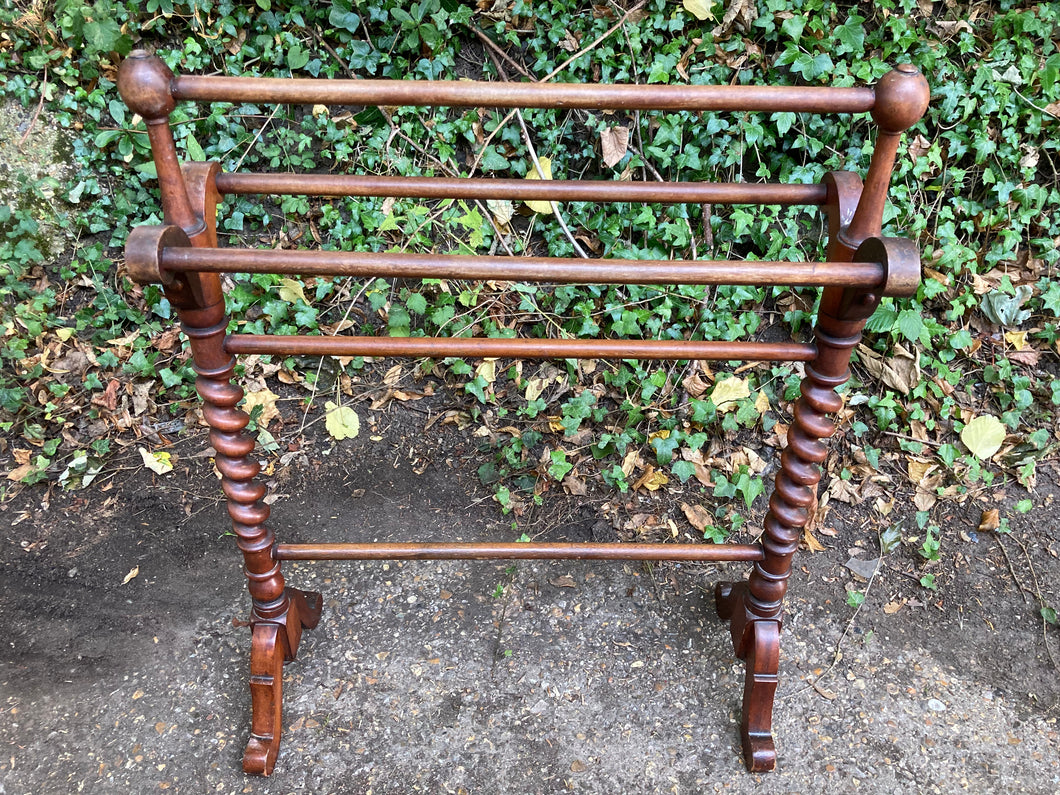 Victorian Mahogany Barley Twist Towel Rail