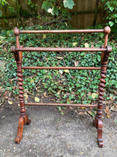 Load image into Gallery viewer, Victorian Mahogany Barley Twist Towel Rail
