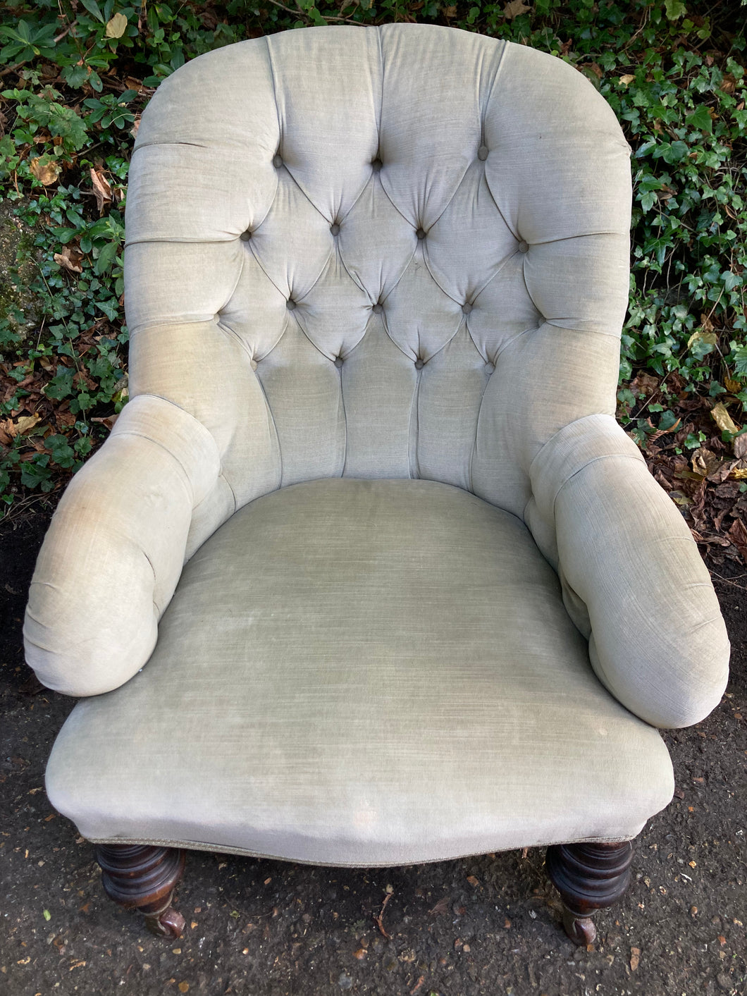 Victorian Button Back Armchair On Castors