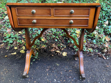 Load image into Gallery viewer, Bevan &amp; Funnell Reprodux Yew Wood Extending Sofa Table Console Table Three Drawers
