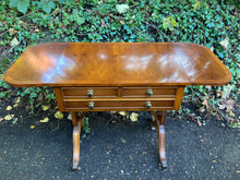 Load image into Gallery viewer, Bevan &amp; Funnell Reprodux Yew Wood Extending Sofa Table Console Table Three Drawers
