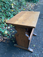 Load image into Gallery viewer, Vintage Solid Oak Side Table With Magazine Pocket
