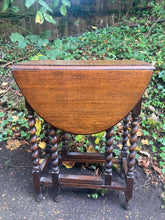 Load image into Gallery viewer, Vintage Oak Barley Twist Gate Leg Table
