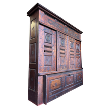 Load image into Gallery viewer, French Breton Wooden Armoire Cabinet, Hand Carved Antique French 1900’s, French Folk Art Cupboard Dresser
