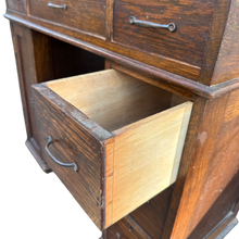 Load image into Gallery viewer, Small 1930&#39;s Leather Topped Kneehole Writing Desk With Inkwells from Selfridge &amp; Co
