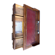 Load image into Gallery viewer, Small 1930&#39;s Leather Topped Kneehole Writing Desk With Inkwells from Selfridge &amp; Co
