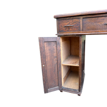 Load image into Gallery viewer, Small 1930&#39;s Leather Topped Kneehole Writing Desk With Inkwells from Selfridge &amp; Co
