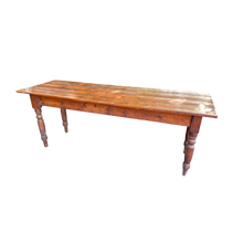 Load image into Gallery viewer, Vintage Narrow Farmhouse Table Slat Top Dining Kitchen Table
