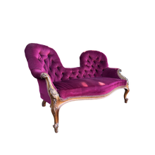 Load image into Gallery viewer, Quality Mid Victorian Double Camel-Back Walnut Framed Settee Chaise Sofa
