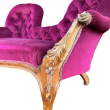 Load image into Gallery viewer, Quality Mid Victorian Double Camel-Back Walnut Framed Settee Chaise Sofa
