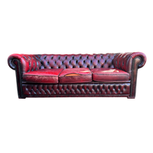 Load image into Gallery viewer, Read Leather Vintage Three Seater Button Backed Chesterfield Sofa
