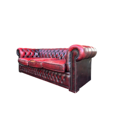 Load image into Gallery viewer, Read Leather Vintage Three Seater Button Backed Chesterfield Sofa
