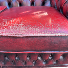 Load image into Gallery viewer, Read Leather Vintage Three Seater Button Backed Chesterfield Sofa
