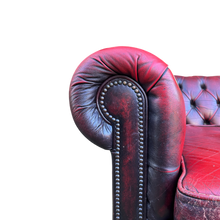 Load image into Gallery viewer, Read Leather Vintage Three Seater Button Backed Chesterfield Sofa
