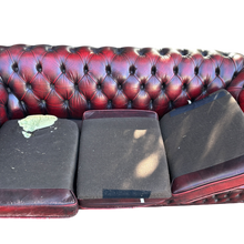 Load image into Gallery viewer, Read Leather Vintage Three Seater Button Backed Chesterfield Sofa
