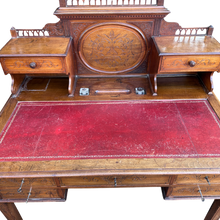 Load image into Gallery viewer, Early 20th Century Edwardian Writing Desk With Leather Top
