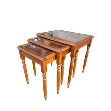 Load image into Gallery viewer, Reproduction Glass Topped Nest of Three Coffee Tables
