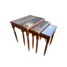 Load image into Gallery viewer, Reproduction Glass Topped Nest of Three Coffee Tables
